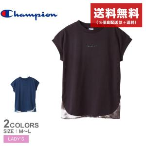 （ゆうパケット送料無料）チャンピオン 半袖Tシャツ レディース スリーブレスシャツ CHAMPION CW-X311 黒 ネイビー 紺 ウエア ブランド｜z-sports