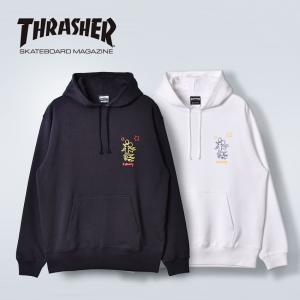 スラッシャー パーカー メンズ K.HARING HOODIE THRASHER KH-TH2114 ブラック 黒 ホワイト 白 コラボ キース へリング KEITH｜z-sports