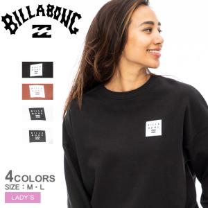 ビラボン スウェット レディース ビッグ スクエア ロゴ スウェット BILLABONG BD014003 ブラック 黒 ホワイト 白 トップス ロゴ｜z-sports