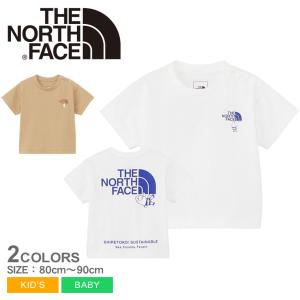 ザ ノースフェイス 半袖Tシャツ キッズ ベビー ショートスリーブシレトコトコティー THE NORTH FACE NTB32430ST ホワイト 白 茶｜z-sports