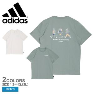 アディダス 半袖Tシャツ メンズ グラフィック ポリジン 230 GSM 半袖Tシャツ ADIDAS KOC80 グリーン 緑 ホワイト 白 トップス｜z-sports