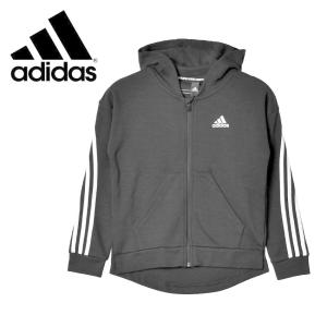 アディダス パーカー キッズ ジュニア 子供 3ストライプス フルジップ パーカー ADIDAS IXB33 ブラック 黒 トップス スポーツ 白｜z-sports