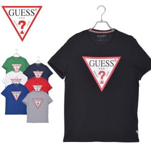 （ネコポス配送） ゲス 半袖Tシャツ メンズ オリジナル トライアングル ロゴ Tシャツ GUESS M01I71I3Z00 黒 白 半袖