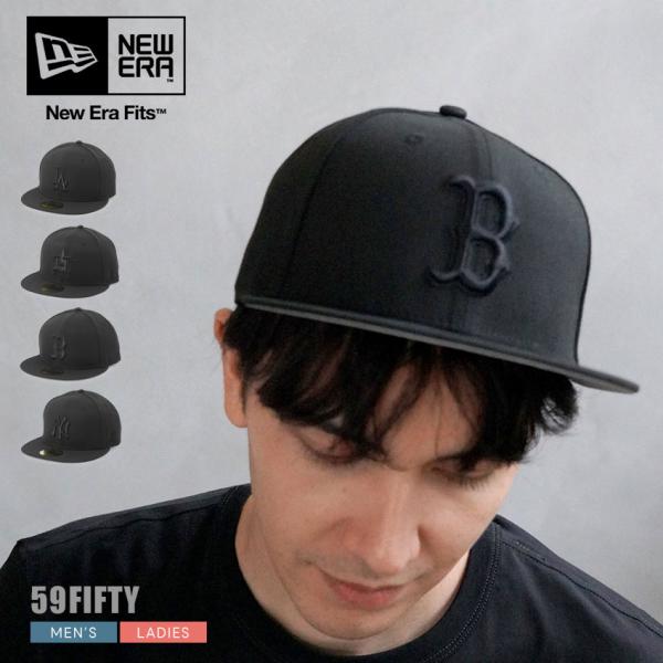 ニューエラ 帽子 メンズ レディース MLB BASIC 59FIFTY BLACK ON BLAC...
