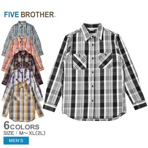 ファイブブラザー 長袖シャツ メンズ マドラス ヘビーフランネル 長袖 チェック ワークシャツ FIVE BROTHER 152160 ネイビー 紺｜z-sports