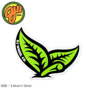 （ゆうパケット可）オージェー ステッカー LEAF CLEAR MYLAR STICKER 3.5IN×3IN OJ 88281742 緑 シール スーツケース パソコン PC ロゴ｜z-sports