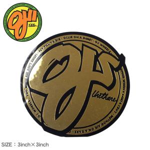（ネコポス配送） オージェー ステッカー CLASSIC GOLD FOIL STICKER 3IN×3IN OJ 88281787 ゴールド 金 シール スーツケース パソコン PC ロゴ 黒 爆買