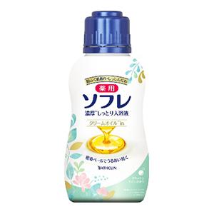 バスクリン　薬用ソフレ　濃厚しっとり入浴液　リラックスサボンの香りボトル４８０ｍｌ