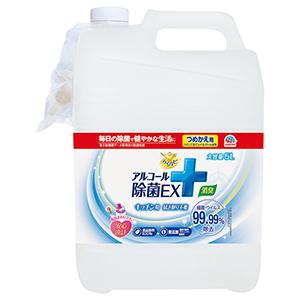 アース製薬　らくハピ アルコール除菌EX 詰替用 大容量　５Ｌ　業務用｜zaccaya