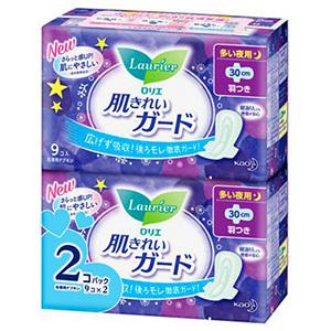 花王　ロリエ　肌きれいガード 夜用羽つき9個入×2パック｜雑貨屋