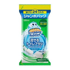 ジョンソン　スクラビングバブル　流せるトイレブラシ　フローラルソープ付替ジャンボ２４個