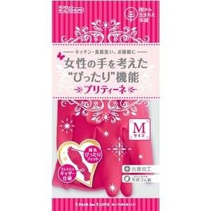 【数量限定】ダンロップ　天然ゴム手袋　プリティーネＭサイズ　レッド１組