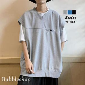 ベスト メンズ Tシャツ カットソー 半袖 Vネック ワイドシルエット ドロップショルダー カジュアル 春 夏 春夏 春服 夏服 服｜zadac