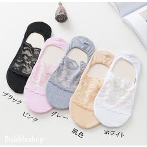 クルーソックス 靴下 花柄レースソックス フッ...の詳細画像1