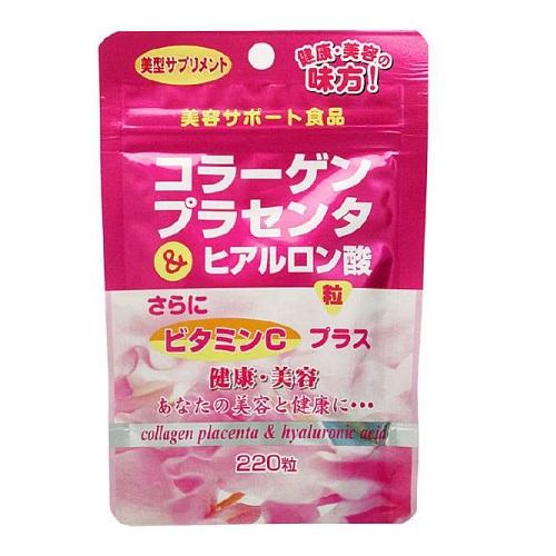 (ポスト投函)(ユウキ製薬)スタンドパック コラーゲンプラセンタ＆ヒアルロン酸粒 220粒