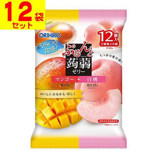 (オリヒロ)ぷるんと蒟蒻ゼリーパウチ マンゴー＋白桃 12個入(1ケース(12袋入))