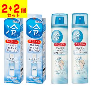 (花王)めぐりズム ひんやりポイントローション 100ml＋めぐりズム ひんやりヘッドリフレッシャー 50g(各2個+2個セット)｜zagzag