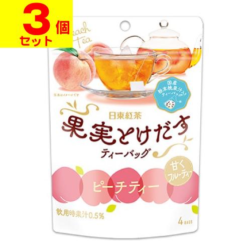 (ポスト投函)(三井農林)日東紅茶 果実とけだすティーバッグ ピーチティー 4袋入(3個セット)