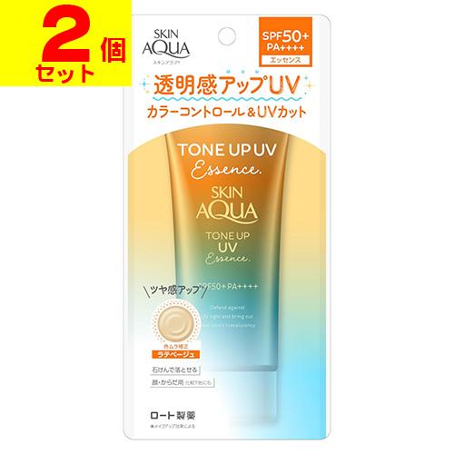 (ポスト投函)(ロート製薬)スキンアクア トーンアップUVエッセンス ラテベージュ 80g(2個セッ...