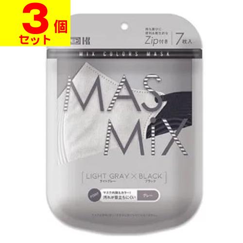(ポスト投函)(カワモト)MASMiX(マスミックス) ライトグレー×ブラック 7枚入(3個セット)