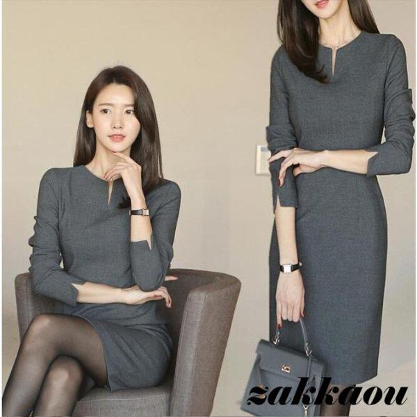 スーツワンピース タイト 膝丈 きれいめ フォーマルスーツ 結婚式 レディース ドレス 二次会 長袖...