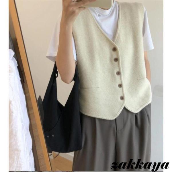 ベスト レディース ジレ 前開 ニット ジレベスト ノースリーブ 洋服 春服 アウター カジュアル ...