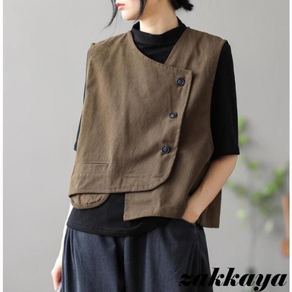 ベスト レディース ジレ 前開 ジレベスト ノースリーブ 洋服 春服 アウター カジュアル 20代 ...