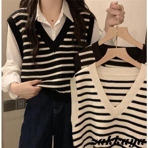 ベスト レディース ジレ ニット プルオーバー ジレベスト ノースリーブ 秋服 春服 アウター カジ...