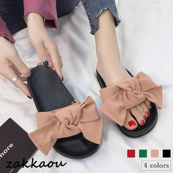 レディース シューズ サンダル リボン コンフォートサンダル リボンモチーフサンダル ビーチサンダル...