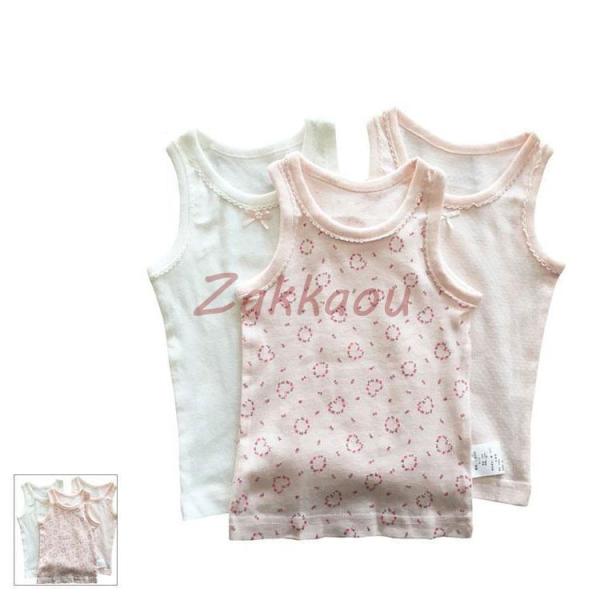 3枚組 キッズ タンクトップ トップス インナー　肌着 女の子 ノースリーブ 子供服 ジュニア 吸水...