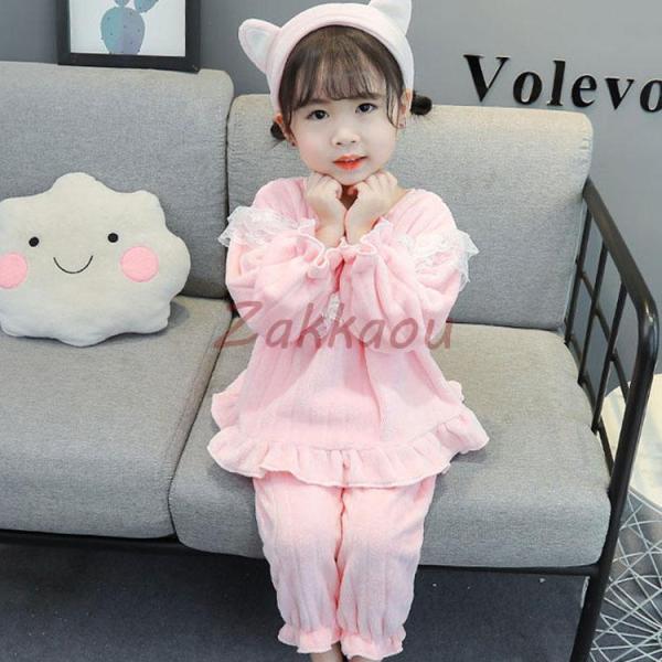 ふわふわ　暖かい パジャマ キッズ 秋冬 長袖 子供服 女の子 ルームウェア パジャマセット韓国風 ...