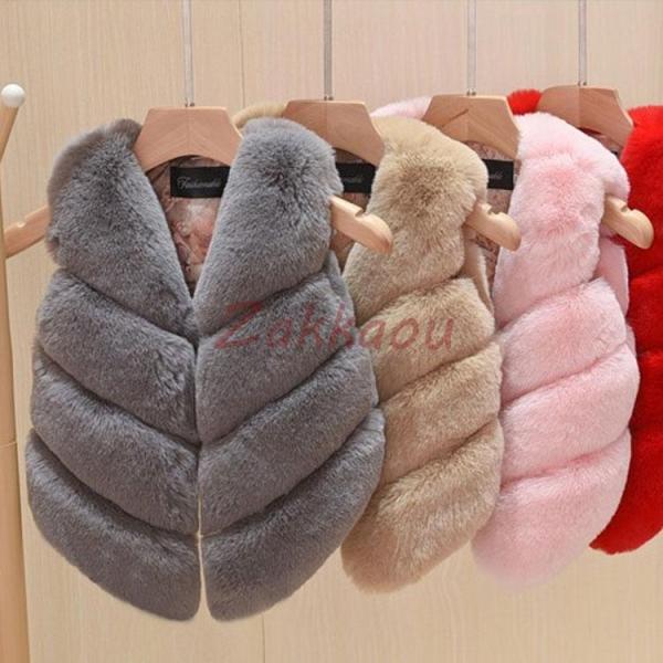 秋冬　ファーコート　子供　ジャケット　キッズ用ベスト　女の子男の子　コート　ふわふわ　ジュニア　アウ...