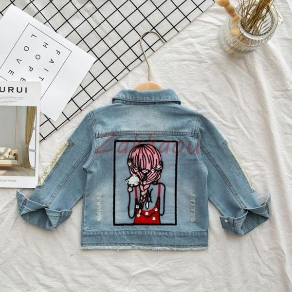 ジージャン デニムジャケット 女の子 キッズ アウター キッズコート　ダメージ 韓国風 子供服 Gジ...