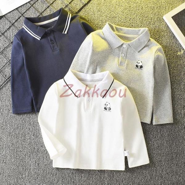キッズ　ポロシャツ　poloシャツ　子供Tシャツ 男の子 春夏　長袖　シャツ　トップス　インナー　カ...