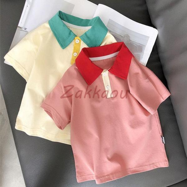 キッズ　ポロシャツ　poloシャツ　子供Tシャツ 女の子　男の子 春夏　半袖　シャツ　トップス　イン...