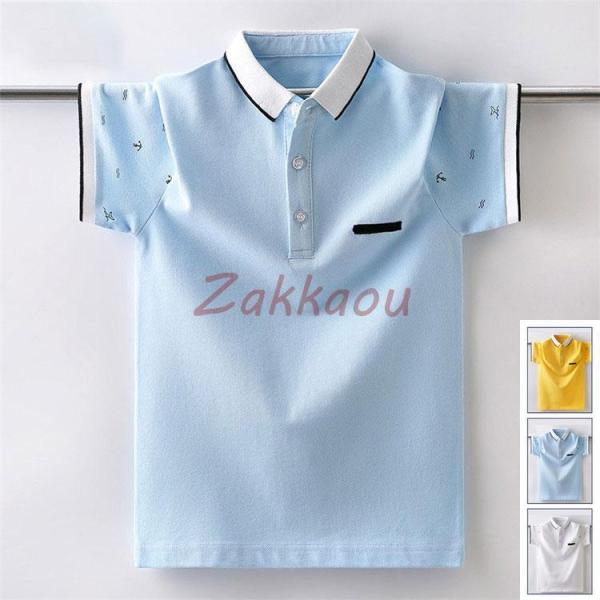 キッズ　ポロシャツ　poloシャツ　子供Tシャツ 男の子 春夏　半袖　シャツ　トップス　インナー　カ...