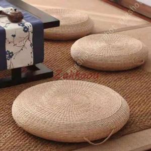 和風 座布団 座蒲団 クッション 丸型 円形 籐 ラタン 網代編み 夏