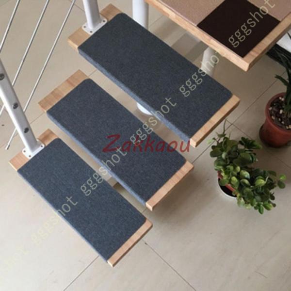 階段用マット 折り曲げ 防音 滑り止め 洗える キズ防止 四季通用 吸着式 ベージュ ブラウン 転倒...