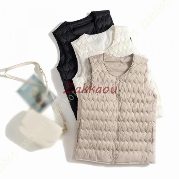 ダウンベスト 撥水加工 レディースファッション アウター トップス ベスト ダウンベスト Vネック ...
