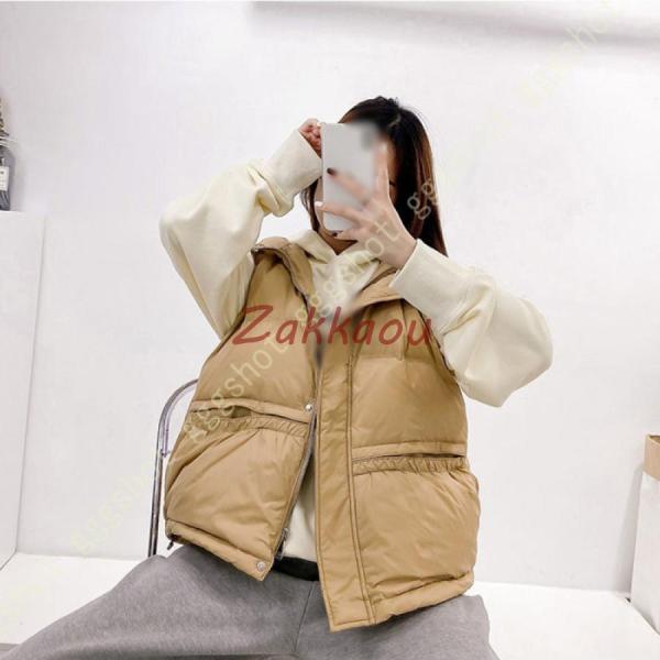 ダウンベスト ベスト レディース 無地 フード 中綿ベスト 綿いりベスト ジレ フード付きダウンベス...