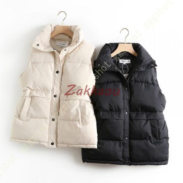 防寒スタンドカラー ダウンベスト レディース 中綿ベスト 綿入れ ダウン アウター ベスト 防寒ベス...