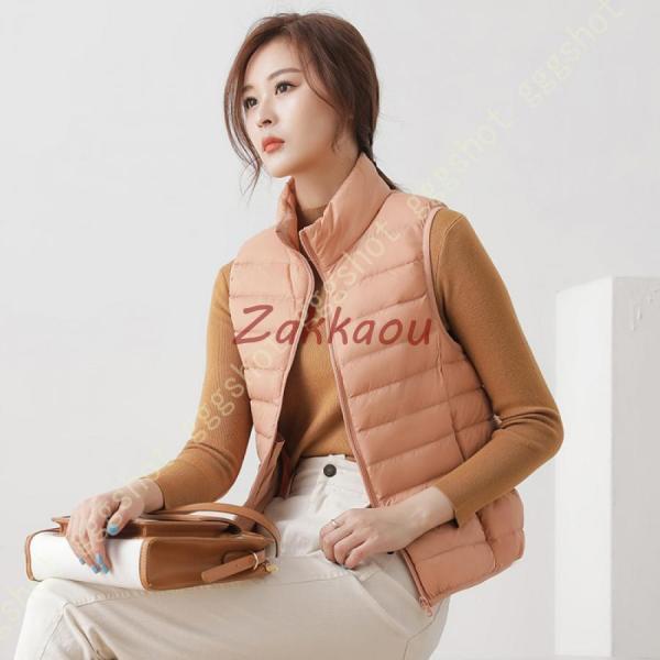 ダウンベスト 撥水 レディースファッション アウター トップス ベスト ダウンベスト 立ち襟 暖かい...