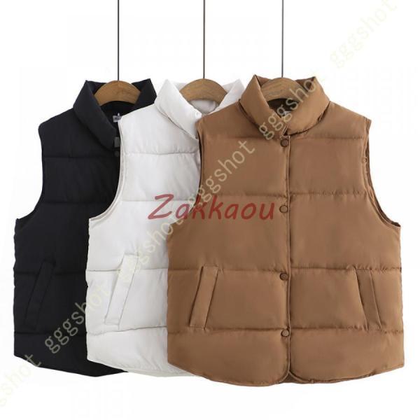 ダウンベスト レディース 秋冬 軽量 中綿 ベスト ショート丈 おしゃれ アウター 羽織り ダウンジ...