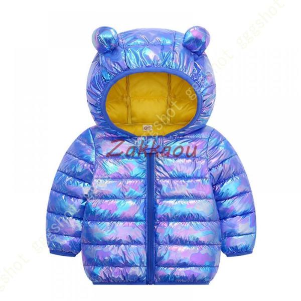 キッズ ダウンジャケット 通園 通学用 春秋冬物 カジュアル 防寒 可愛い耳付き 暖かい 女の子 子...