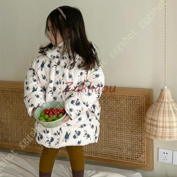 小花柄 アウター ジュニア ダウンコート 子供服 防寒対策 ジャケット ダウンコート 女の子 子供用...