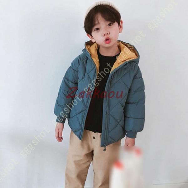 長袖 フード付き 防寒ダウンコート キッズ ライトダウン 子供用 ダウンジャケット 女の子 男の子 ...