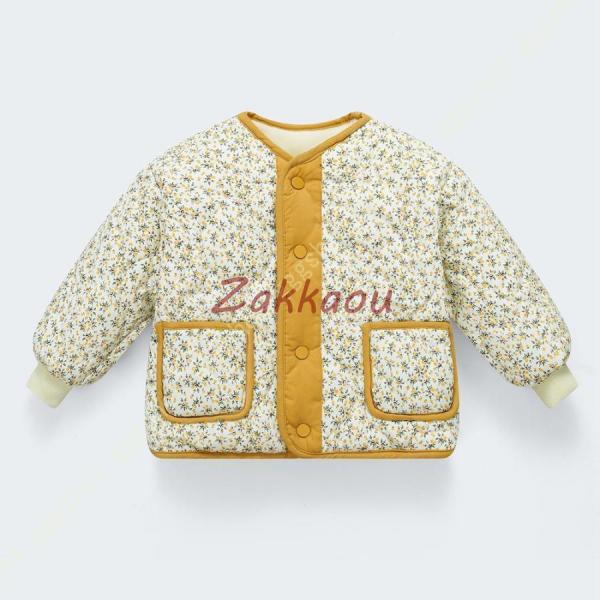 女の子 キッズ ダウンコート 子供服 中綿入り ダウンジャケット 花柄付き 厚め アウター 軽量 防...