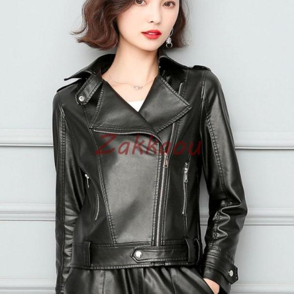 レディース革ジャン 本革　秋冬　レザージャケット ライダースジャケット おしゃれ バイクウェア シン...