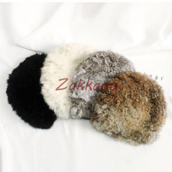 ファーキャップ 帽子 レディース 秋冬 ファー ハット ロシア帽 本物のファー うさぎの毛 帽子　ロ...