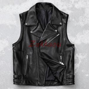 Hot Leathers バイク レザーベスト 本革 牛革 7ポケット Zip and Snap
